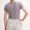 Custom Tie Dye Crop Top Short Sleeve T-Shirt Denim Wash Ladies Sexy Crop top TLS213