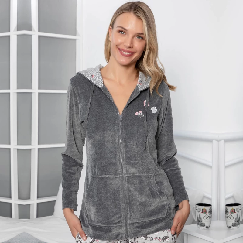 Customizable Homewear Full Zip Hoodies for Women TLS281