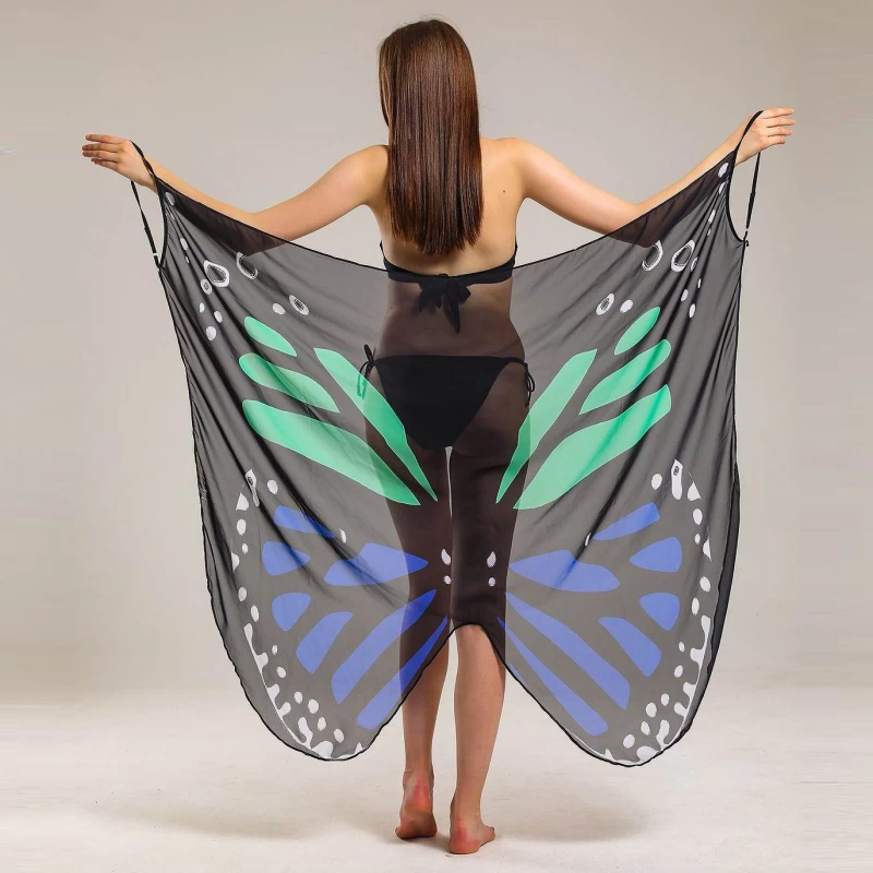 Pareo Beach Wear for Women with Digital Butterfly Printed Chiffon Fabric TLS293
