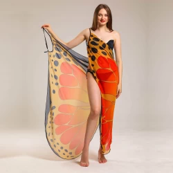Pareo Beach Wear for Women with Digital Butterfly Printed Chiffon Fabric TLS294