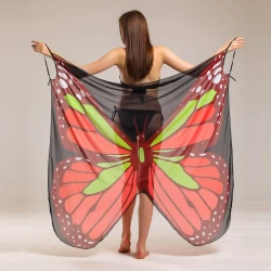 Pareo Beach Wear for Women with Digital Butterfly Printed Chiffon Fabric TLS296