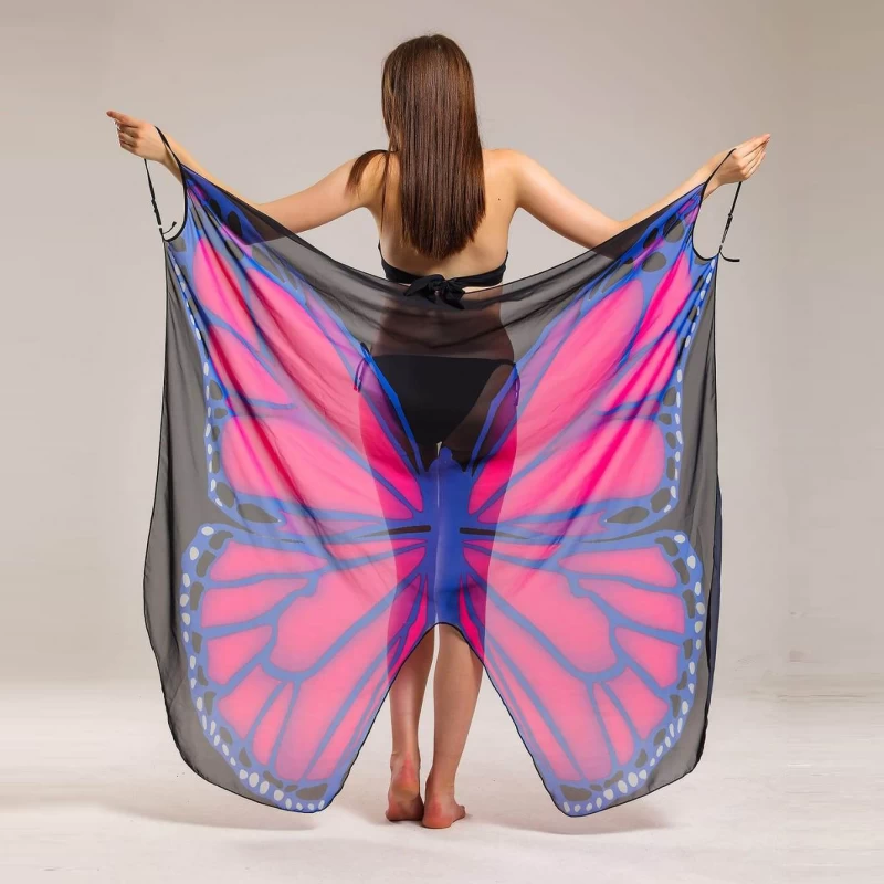 Pareo Beach Wear for Women with Digital Butterfly Printed Chiffon Fabric TLS298
