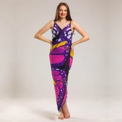 Pareo Beach Wear for Women with Digital Butterfly Printed Chiffon Fabric TLS298