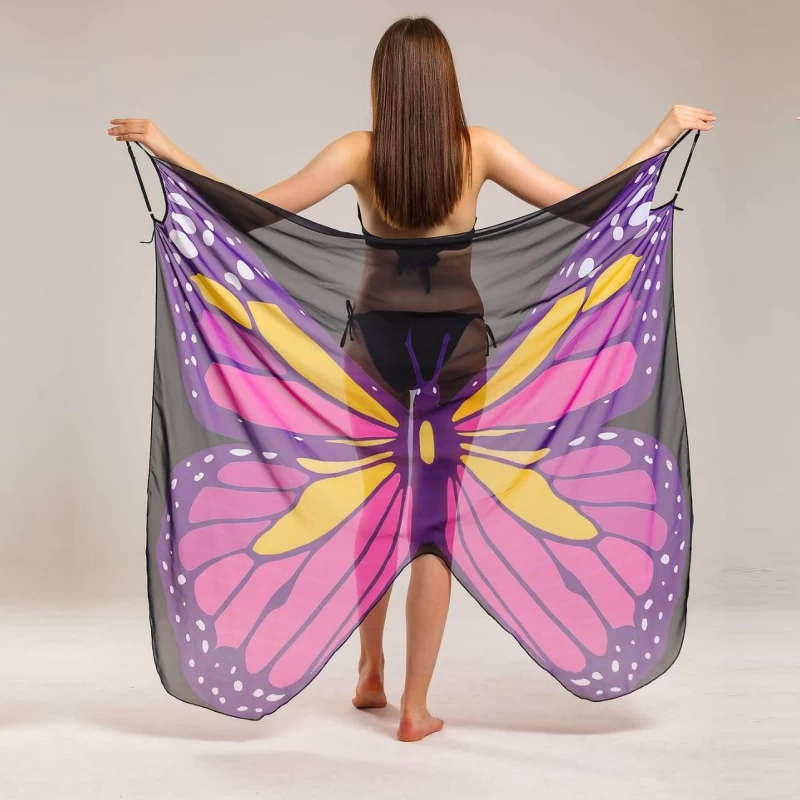 Pareo Beach Wear for Women with Digital Butterfly Printed Chiffon Fabric TLS299