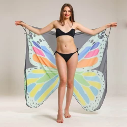 Pareo Beach Wear for Women with Digital Butterfly Printed Chiffon Fabric TLS300