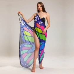 Pareo Beach Wear for Women with Digital Butterfly Printed Chiffon Fabric TLS301