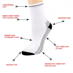 Grip Socks - Tennis Sport Socks - Half Terry Crew Socks For Men TLS314