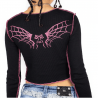 Glittered Angle Wings printed Long Sleeve Thermal Cropped Top TLS348