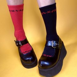 Terry Cotton Crew Socks For Women with Full Custom Design TLS369