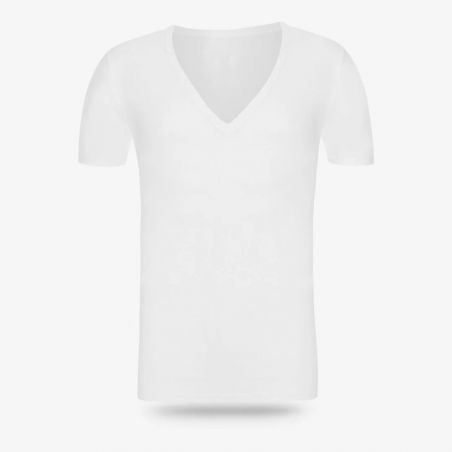 Deep V-Neck High Quality Seamless Tube Fabric Short Sleeve Undershirts for Men TLS373