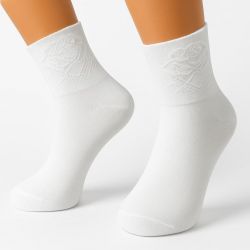Jackard Rose Knitted Socks for Women with Comfortable Ohne Gummidruck Cuff TLS461