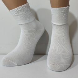 Jackard Rose Knitted Socks for Women with Comfortable Ohne Gummidruck Cuff TLS461
