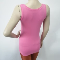Sleeveless Custom Design Pink Ribbed Cotton Camisole Tanks Tops TLS94