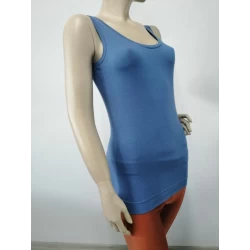 Girl's Sleeveless Blue Ribbed Cotton Camisole Tanks Tops TLS96