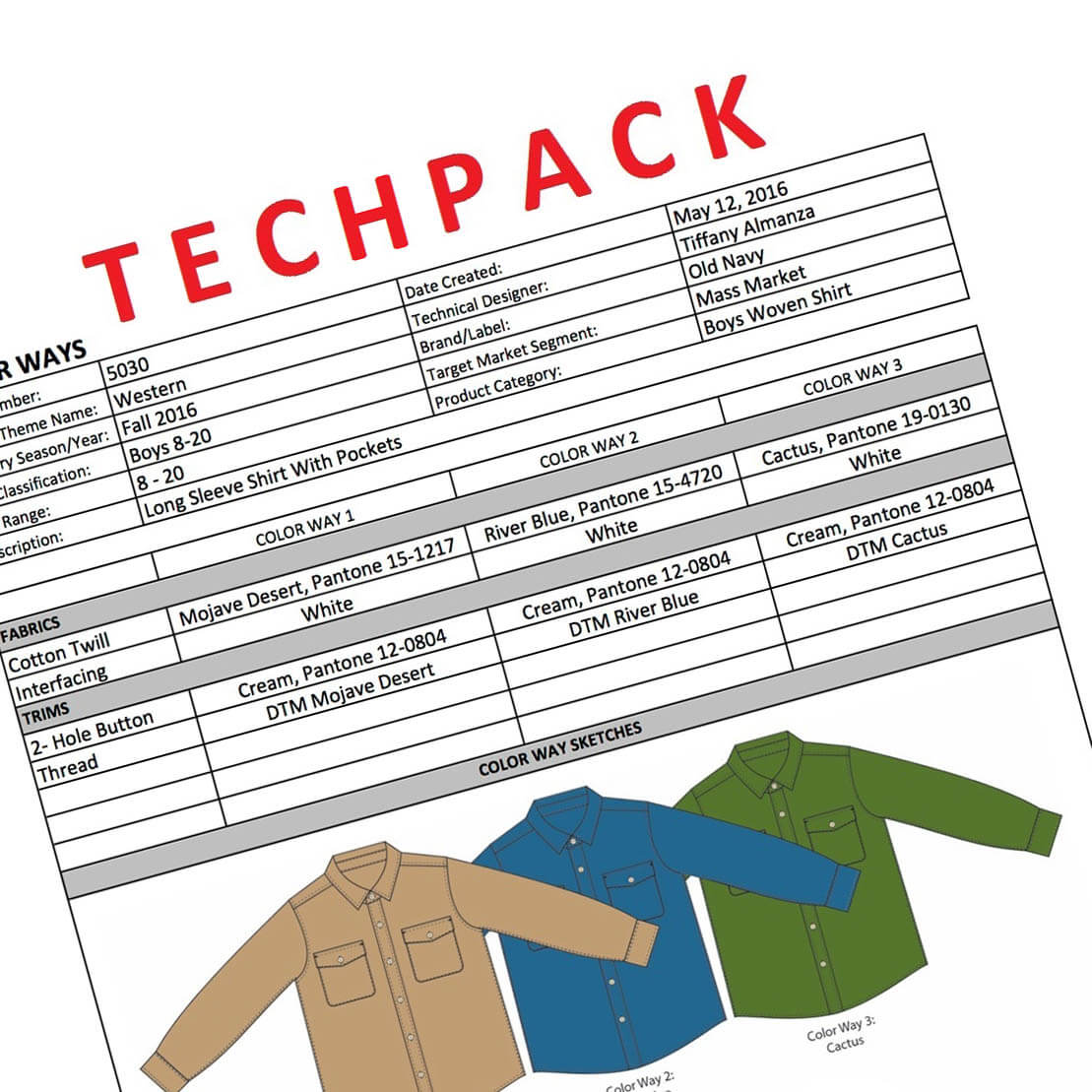 tech pack - data sheet